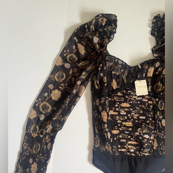 NWT Free People Intimately Free Brunch Date Bodysuit SZ XS 🖤✨ - Picture 3 of 14